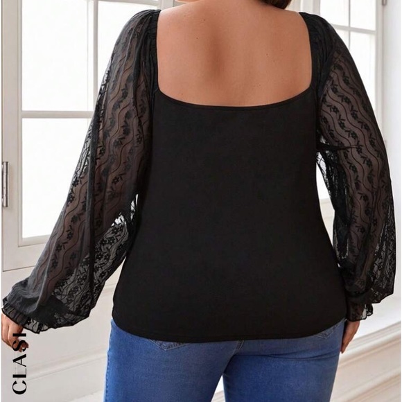🆕 Black Blouse with Lace Sleeves!!!  Brand NEW!!! - Picture 3 of 8
